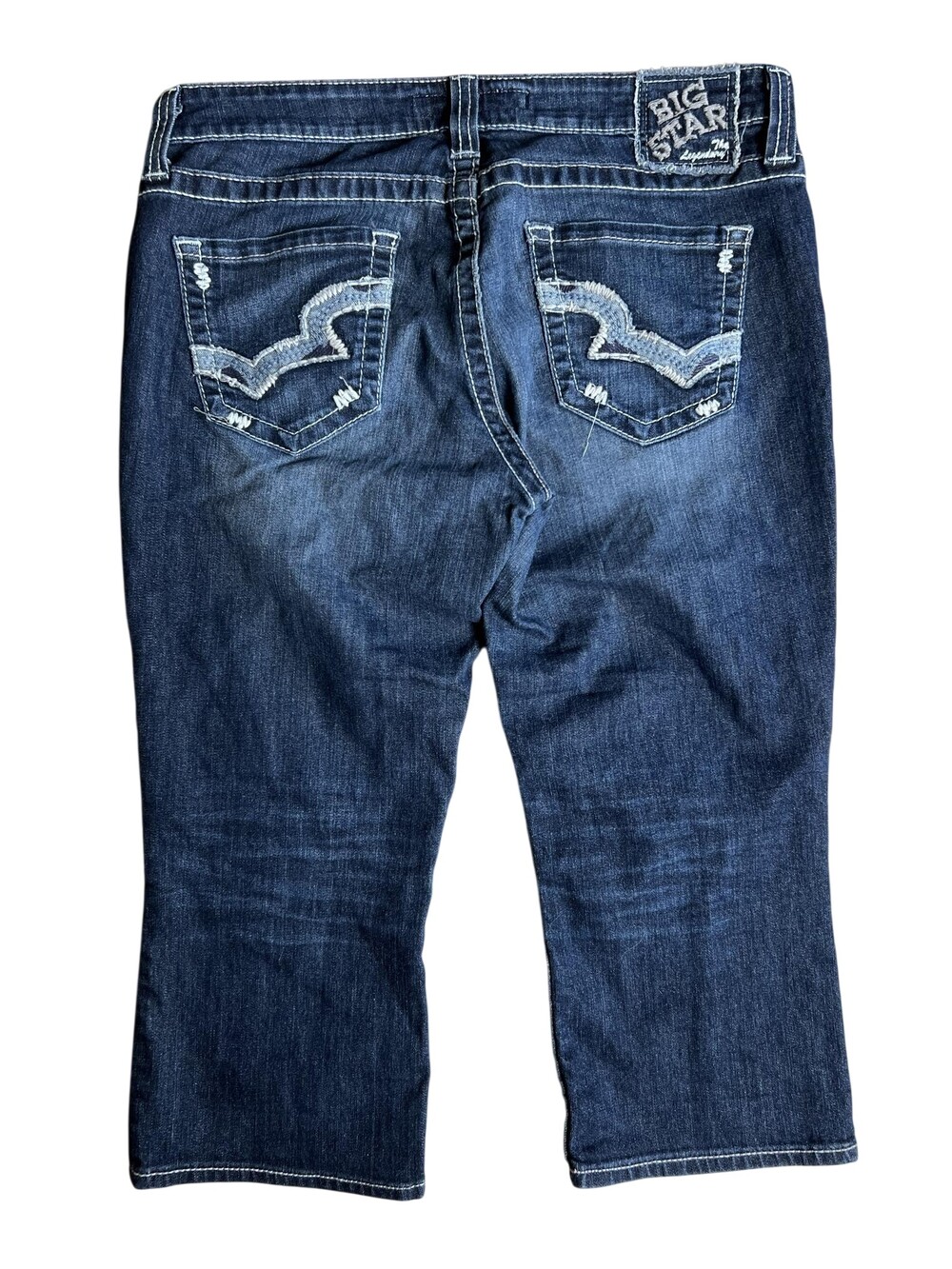 BIG STAR Pants Womens 32 Blue Ankle Low Rise Relaxed Straight Denim Stretch